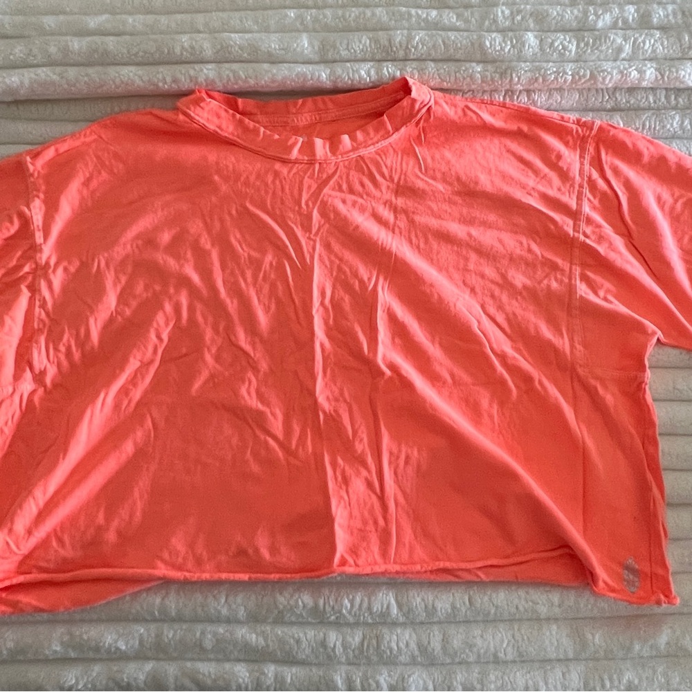 Bright Coral Cropped T-Shirt